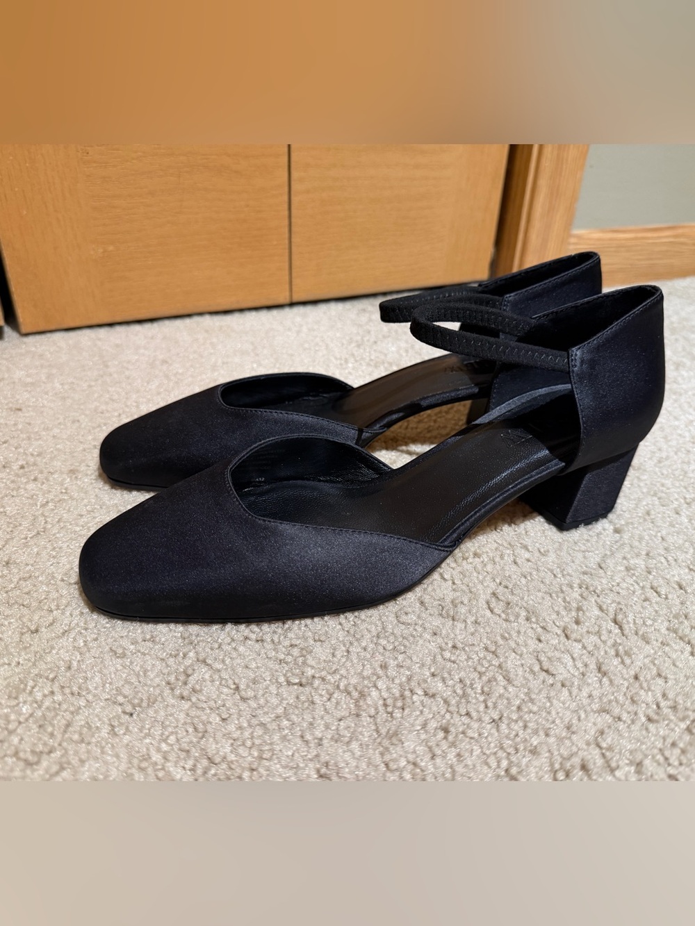 J. Crew Mollie satin elastic strap low block heels